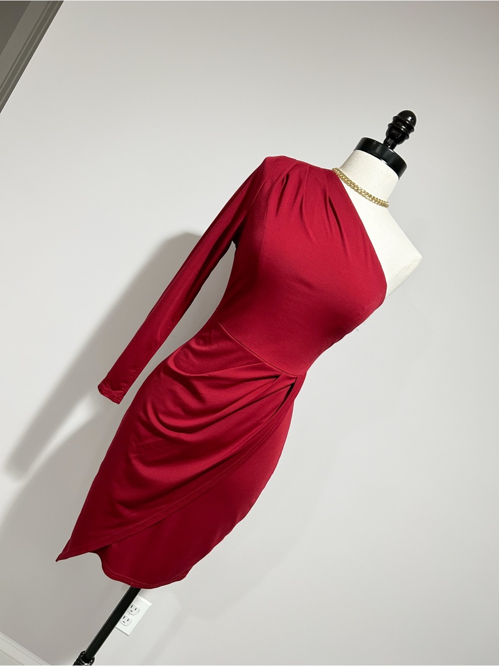 Asymmetrical One-Shoulder Red Cocktail Dress
